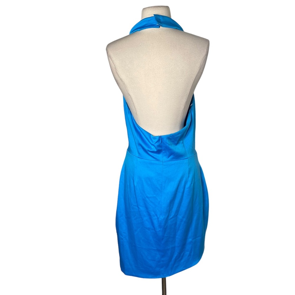 Elliatt Camo Halter Asymmetrical Mini Dress in Cyan Blue - Picture 7 of 9